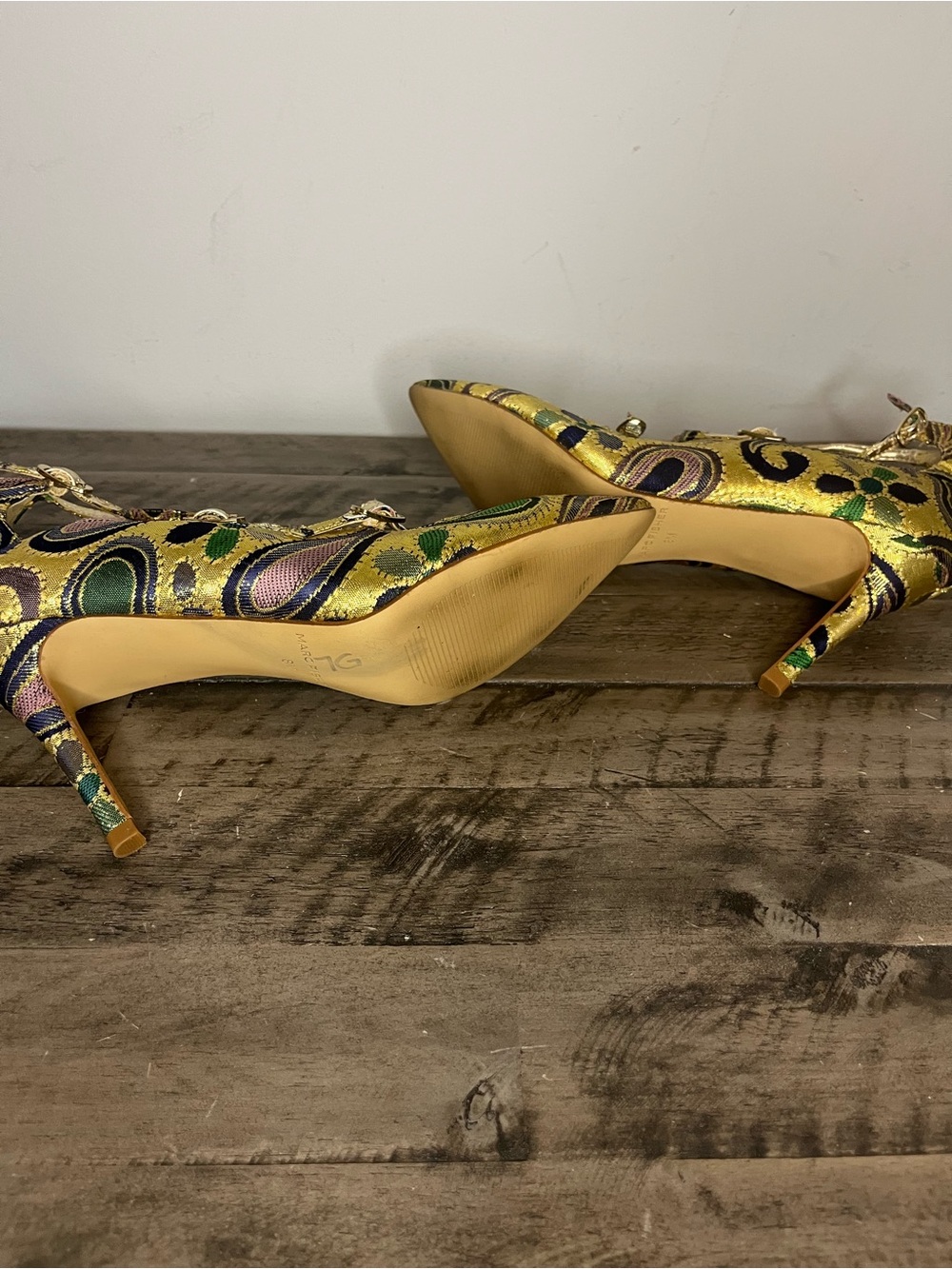 Marc Fisher Metallic Paisley 3 Strap Mary Jane Heels - Picture 5 of 5